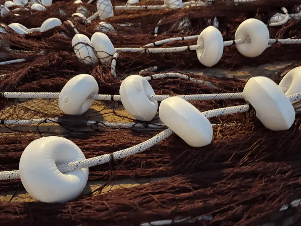 Nahaufnahme von einem Fischernetz.